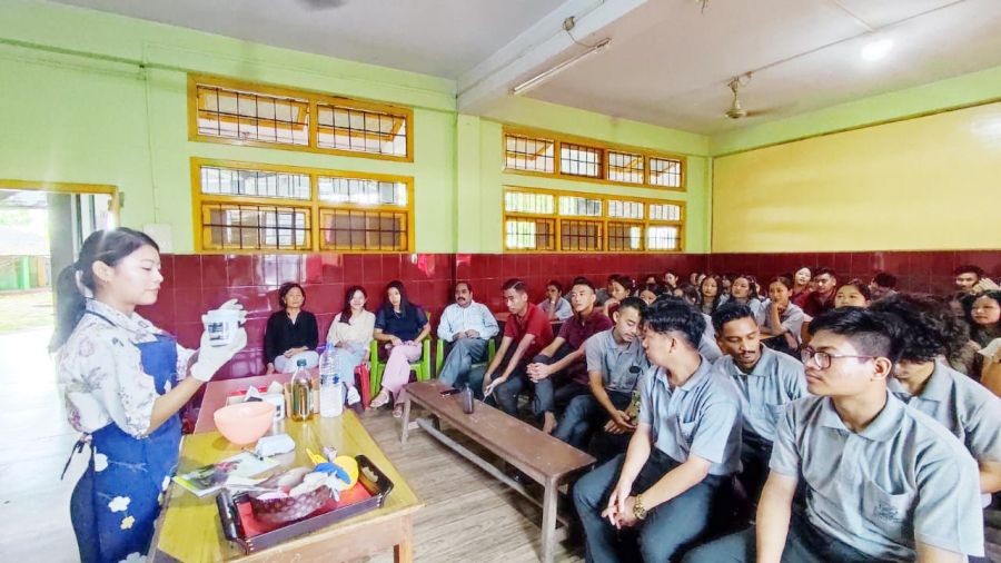 The Department of Commerce, Livingstone Foundation International College, Dimapur organised a Skill Enhancement Programme on September 23 to provide an opportunity to the students to showcase their skills and an opportunity to learn new skills. Dr Tainla Mar from Education Department and Lito Zhimomi from English Department demonstrated Pickle Making and Soap Making respectively. The students demonstrated skills related to paper bag making, scented candle making, door mat making and tote bag making.